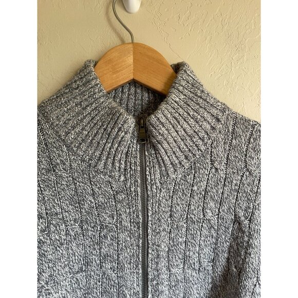 Banana Republic Factory Gray Mock Neck Full Zip Cardigan Sweater Size Large Wool - Picture 5 of 9